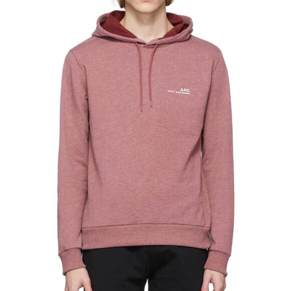 A.P.C. NWT Red Item Hoodie Men's Size XL in Bordeaux Chest Logo Drawstring Hood